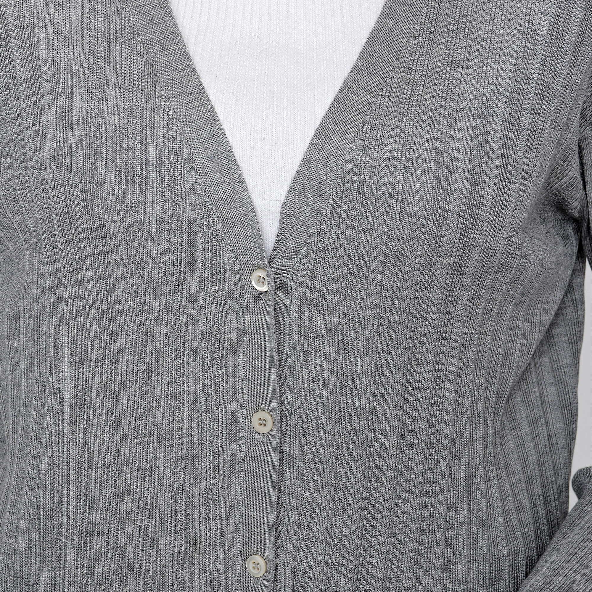 Prada - Grey Slit Sides Detail Cardigan